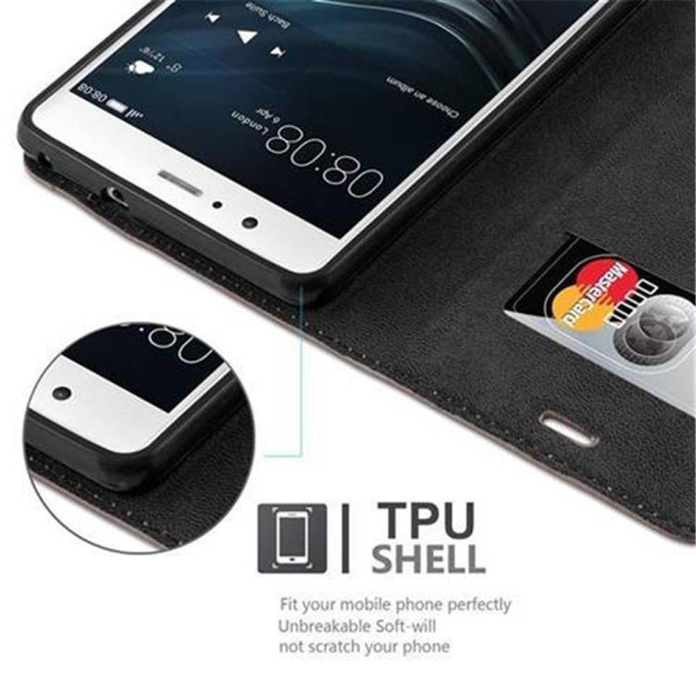 Cadorabo Hülle für Huawei P9 LITE 2016 / G9 LITE Schutz Hülle in Braun Handyhülle Etui Case Cover Magnetverschluss