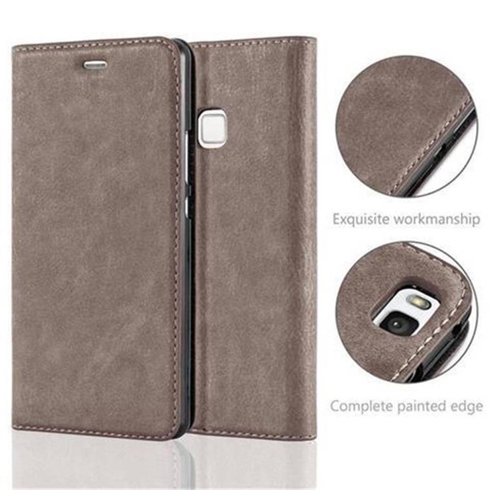 Cadorabo Hülle für Huawei P9 LITE 2016 / G9 LITE Schutz Hülle in Braun Handyhülle Etui Case Cover Magnetverschluss
