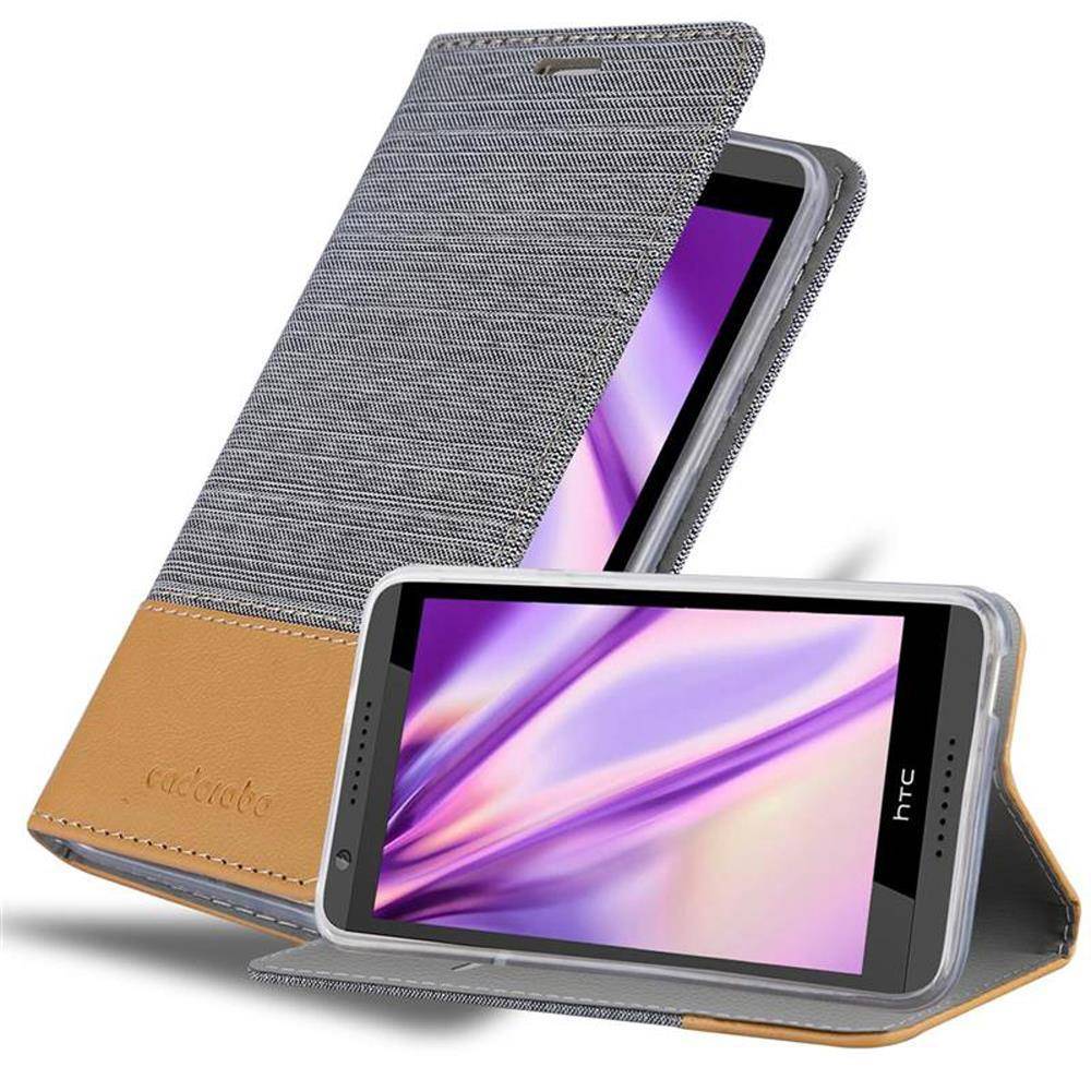 Cadorabo Hülle für HTC Desire 820 Schutzhülle in Grau Handy Hülle Etui Book Case Cover