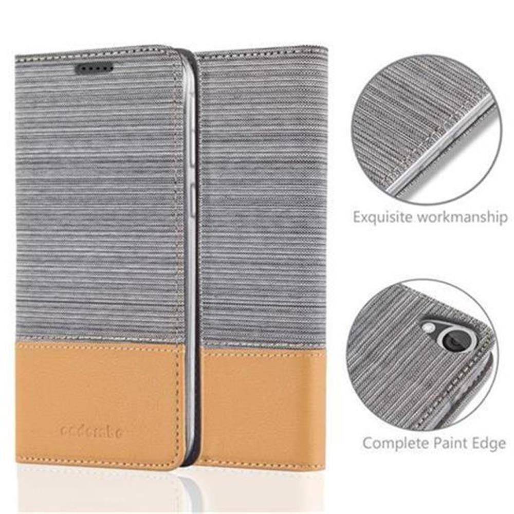 Cadorabo Hülle für HTC Desire 820 Schutzhülle in Grau Handy Hülle Etui Book Case Cover