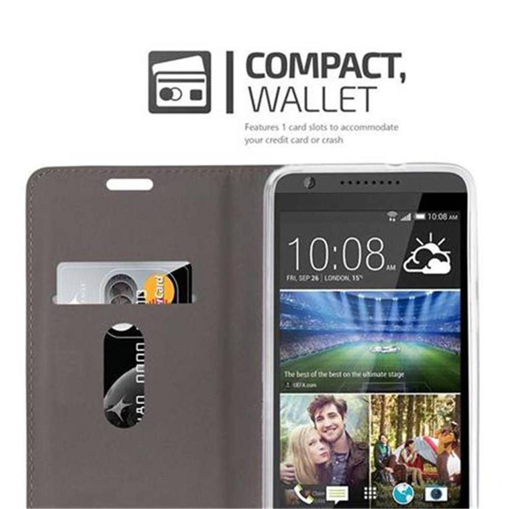 Cadorabo Hülle für HTC Desire 820 Schutzhülle in Grau Handy Hülle Etui Book Case Cover