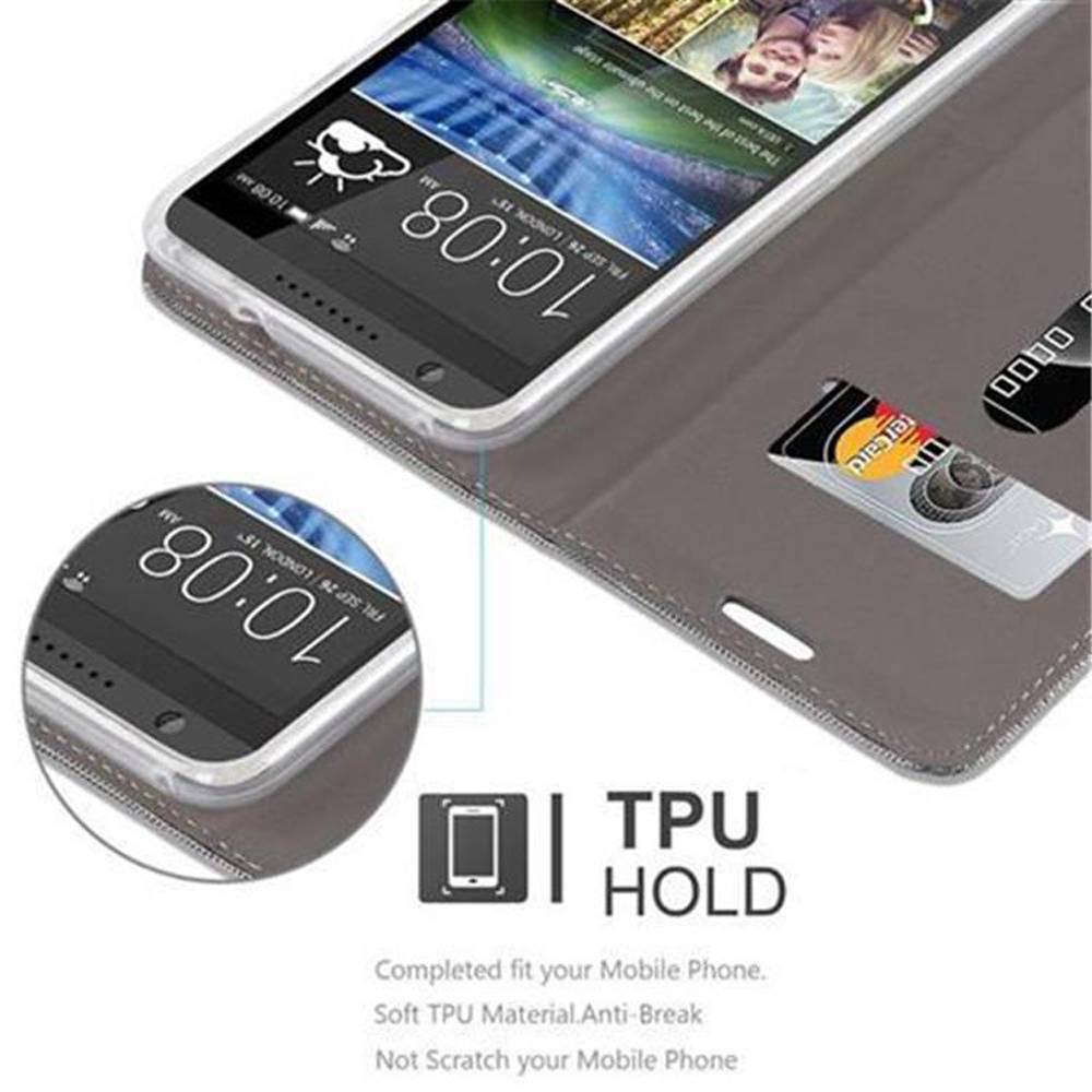 Cadorabo Hülle für HTC Desire 820 Schutzhülle in Grau Handy Hülle Etui Book Case Cover