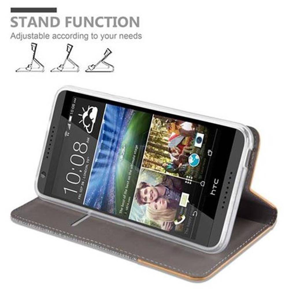 Cadorabo Hülle für HTC Desire 820 Schutzhülle in Grau Handy Hülle Etui Book Case Cover
