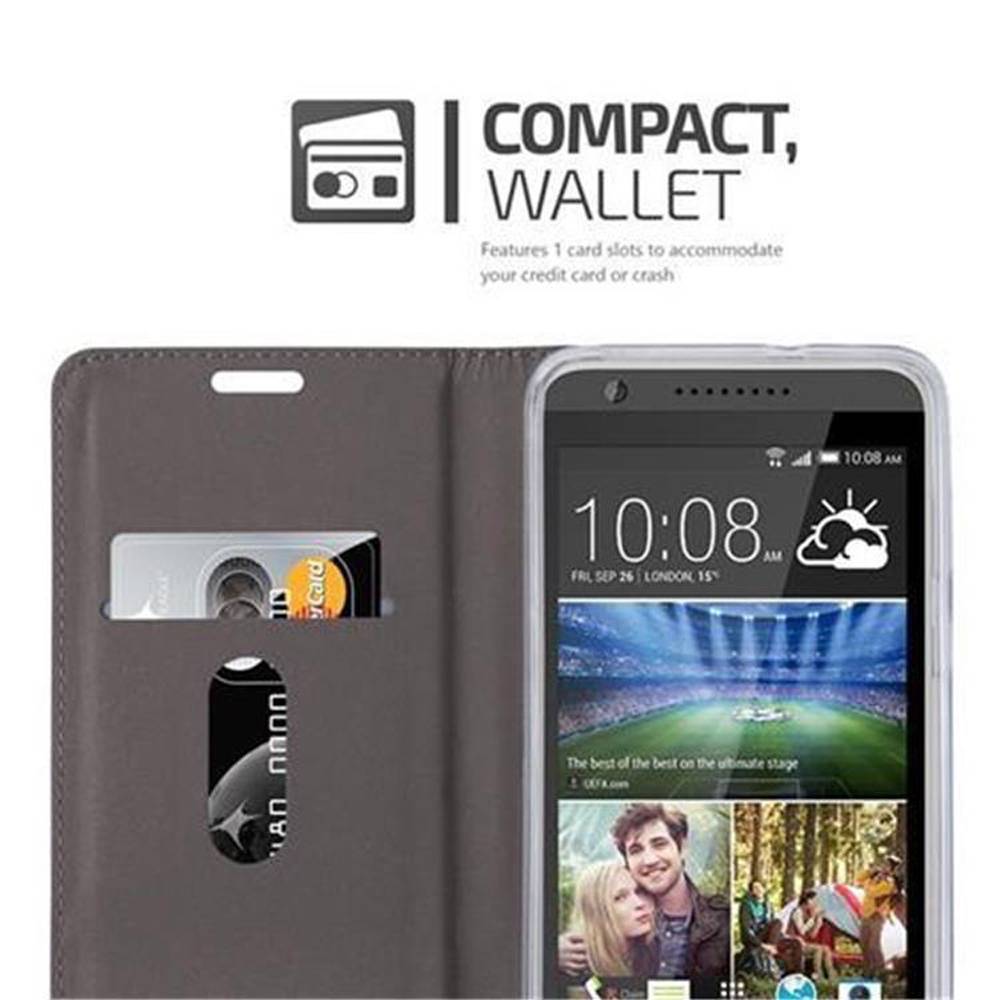 Cadorabo Hülle für HTC Desire 820 Schutzhülle in Grau Handy Hülle Etui Book Case Cover