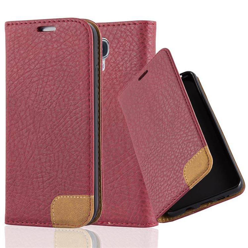 Cadorabo Hülle für Samsung Galaxy S4 Schutzhülle in Rot Handy Hülle Tasche Cover Case Etui Kartenfach