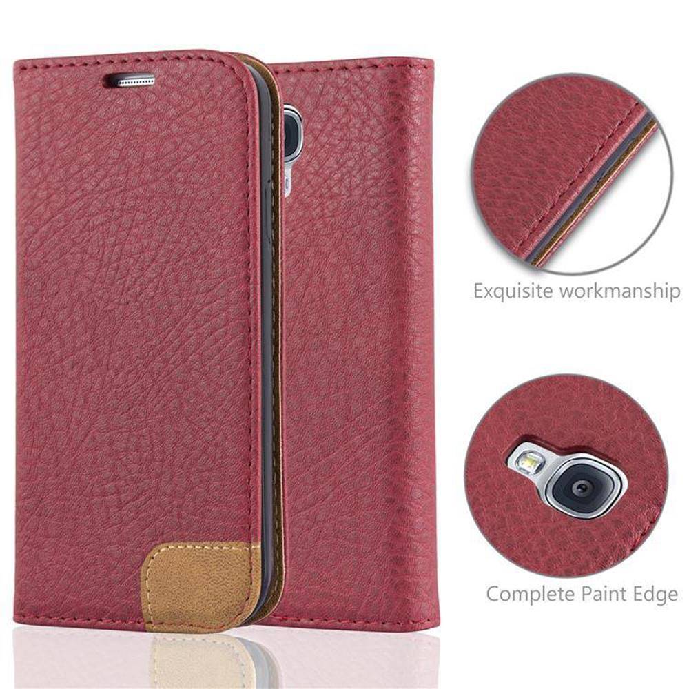 Cadorabo Hülle für Samsung Galaxy S4 Schutzhülle in Rot Handy Hülle Tasche Cover Case Etui Kartenfach