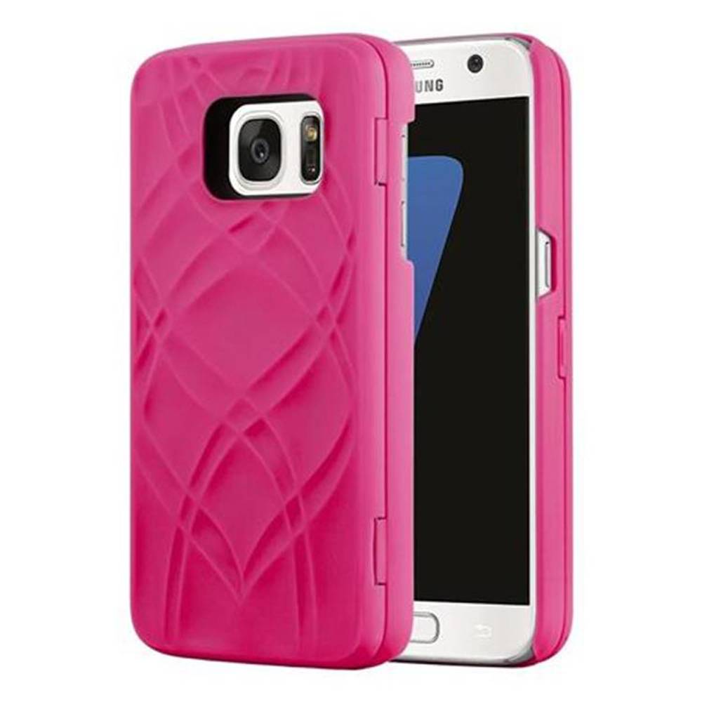 Cadorabo Hülle für Samsung Galaxy S7 in Rosa Hard Case Handyhülle Schutzhülle mit Spiegel Kartenfächern