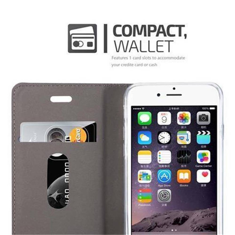 Cadorabo Hülle für Apple iPhone 6 PLUS / 6S PLUS Schutzhülle in Grau Handy Hülle Etui Book Case Cover