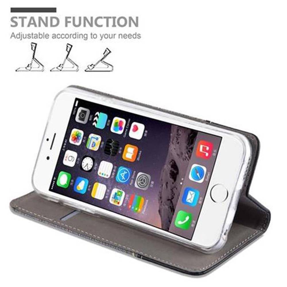 Cadorabo Hülle für Apple iPhone 6 PLUS / 6S PLUS Schutzhülle in Grau Handy Hülle Etui Book Case Cover