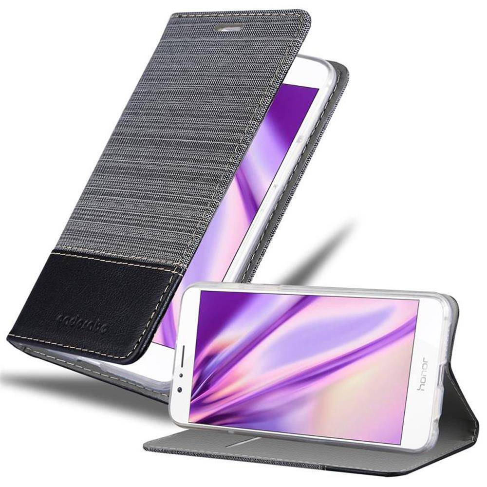 Cadorabo Hülle für Honor 8 / 8 PREMIUM Schutzhülle in Grau Handy Hülle Etui Book Case Cover