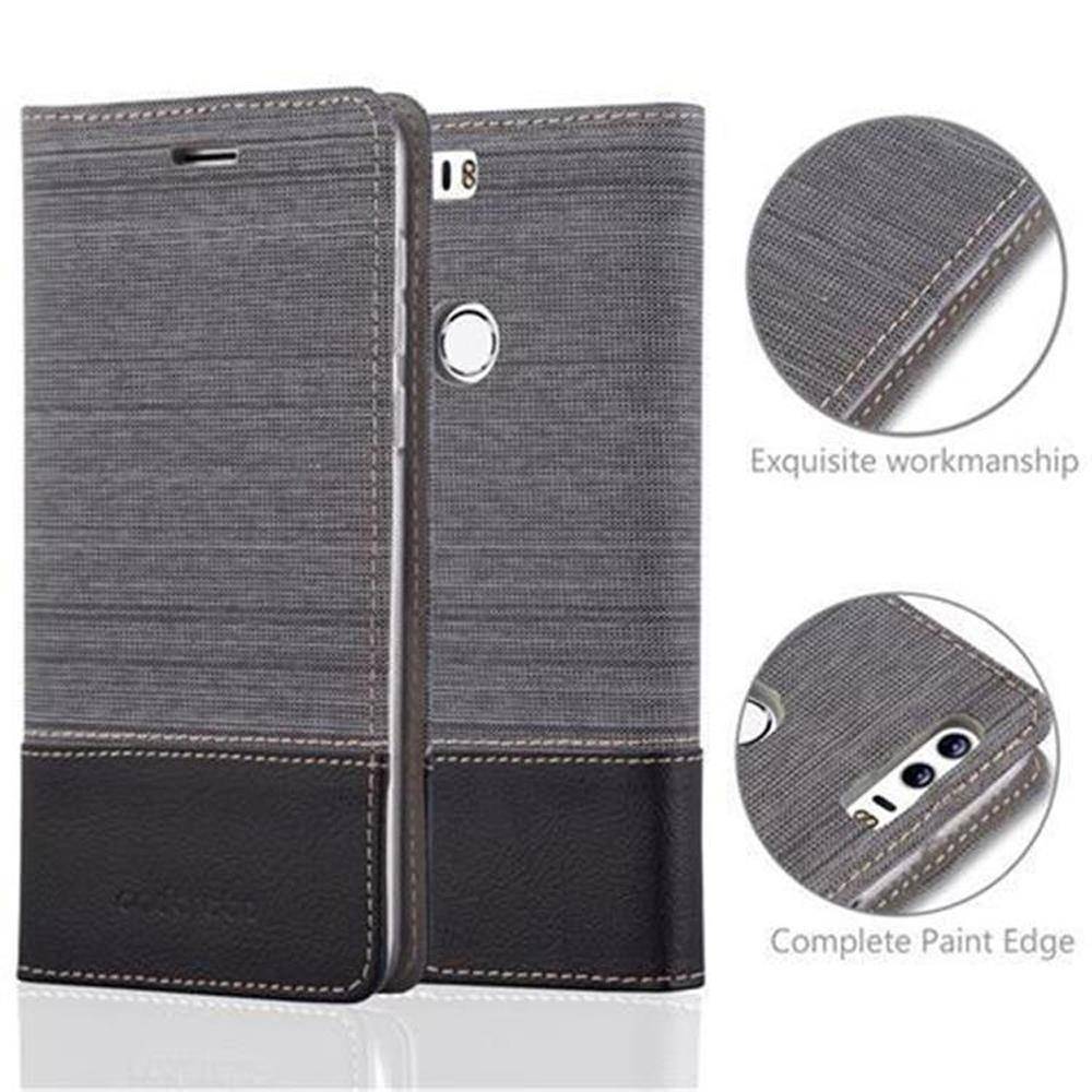 Cadorabo Hülle für Honor 8 / 8 PREMIUM Schutzhülle in Grau Handy Hülle Etui Book Case Cover