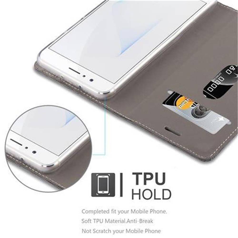 Cadorabo Hülle für Honor 8 / 8 PREMIUM Schutzhülle in Grau Handy Hülle Etui Book Case Cover