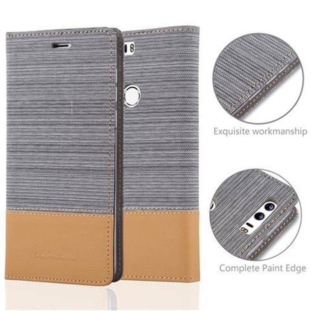 Cadorabo Hülle für Honor 8 / 8 PREMIUM Schutzhülle in Grau Handy Hülle Etui Book Case Cover