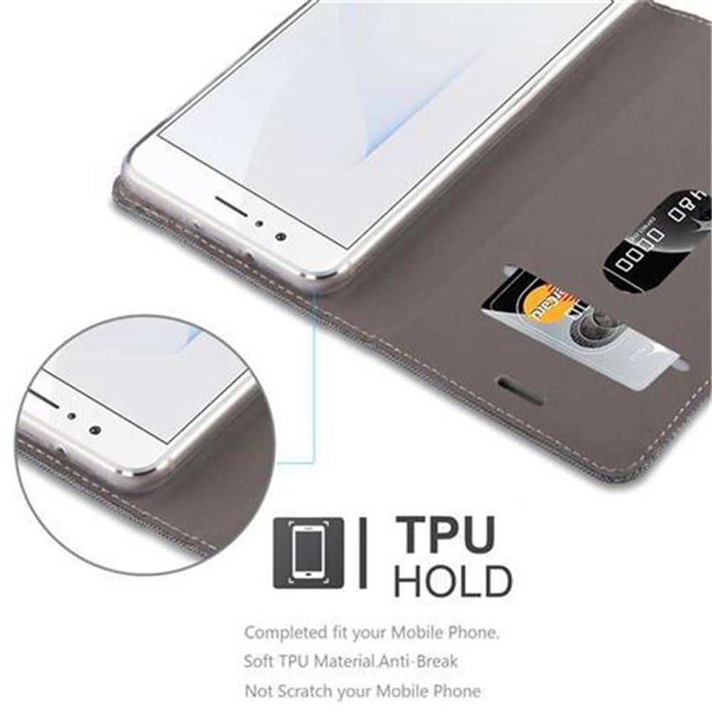 Cadorabo Hülle für Honor 8 / 8 PREMIUM Schutzhülle in Grau Handy Hülle Etui Book Case Cover
