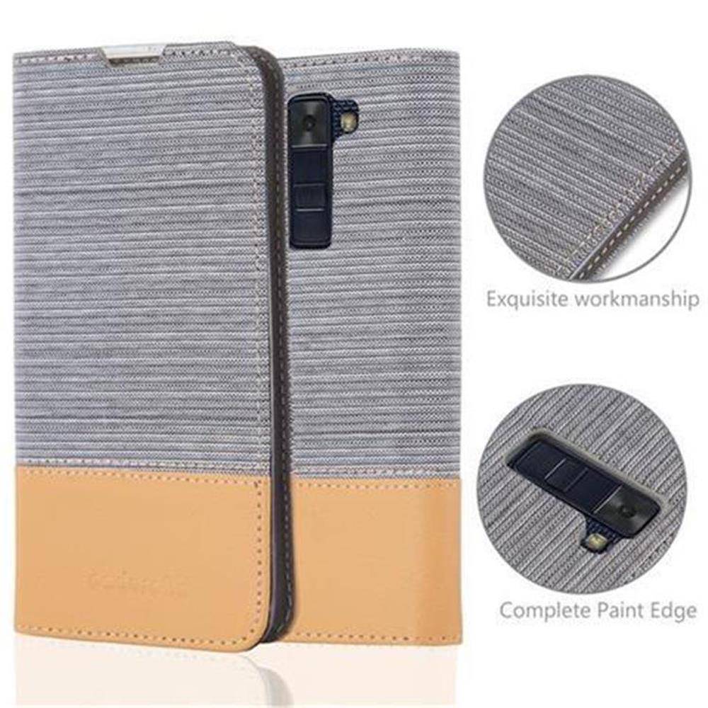 Cadorabo Hülle für LG K8 2016 Schutzhülle in Grau Handy Hülle Etui Book Case Cover