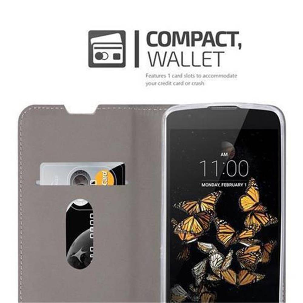 Cadorabo Hülle für LG K8 2016 Schutzhülle in Grau Handy Hülle Etui Book Case Cover