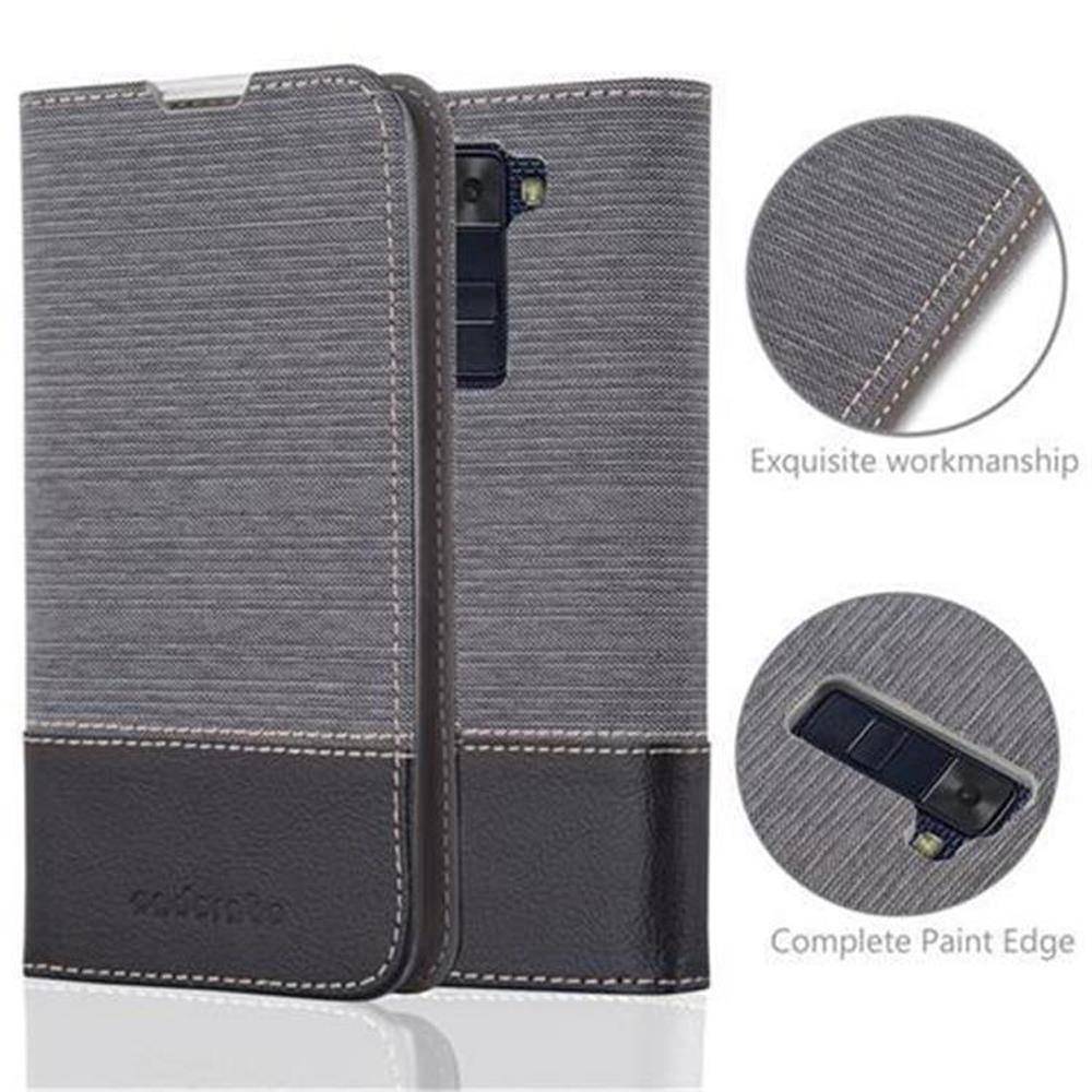 Cadorabo Hülle für LG K8 2016 Schutzhülle in Grau Handy Hülle Etui Book Case Cover