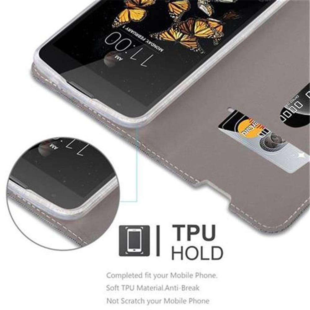 Cadorabo Hülle für LG K8 2016 Schutzhülle in Grau Handy Hülle Etui Book Case Cover
