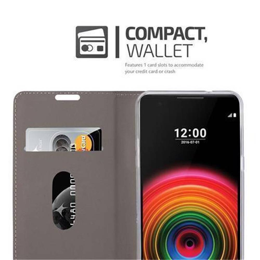 Cadorabo Hülle für LG X POWER Schutzhülle in Grau Handy Hülle Etui Book Case Cover