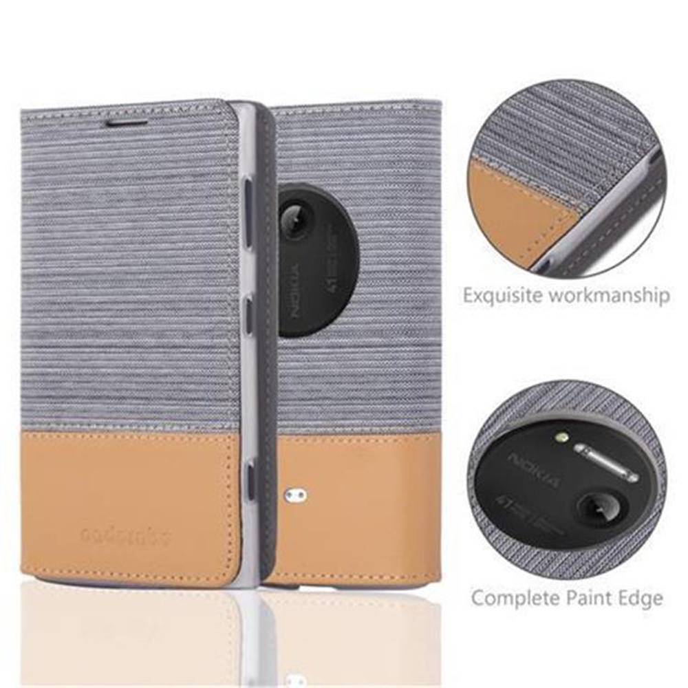 Cadorabo Hülle für Nokia Lumia 1020 Schutzhülle in Grau Handy Hülle Etui Book Case Cover