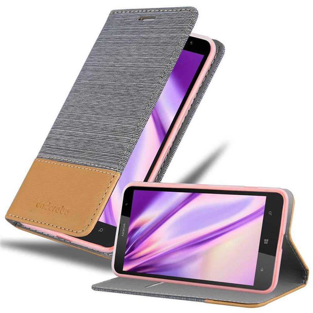 Cadorabo Hülle für Nokia Lumia 1320 Schutzhülle in Grau Handy Hülle Etui Book Case Cover