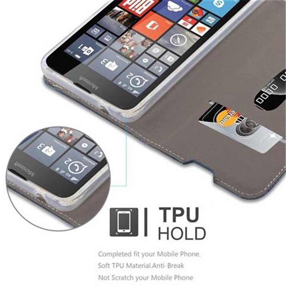 Cadorabo Hülle für Nokia Lumia 640 Schutzhülle in Blau Handy Hülle Etui Book Case Cover