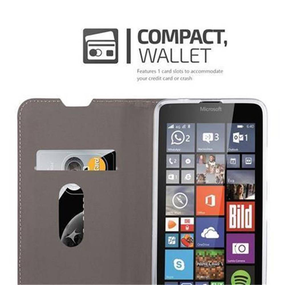 Cadorabo Hülle für Nokia Lumia 640 Schutzhülle in Grau Handy Hülle Etui Book Case Cover