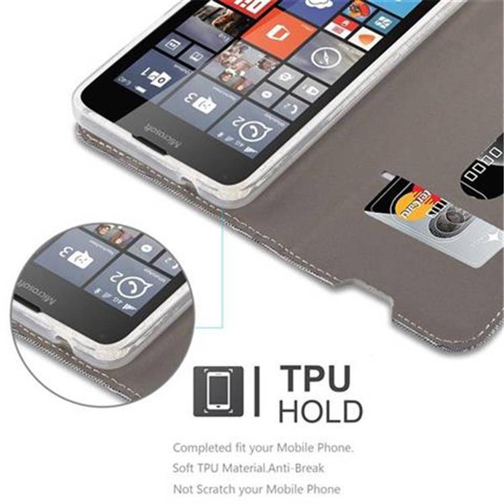 Cadorabo Hülle für Nokia Lumia 640 Schutzhülle in Grau Handy Hülle Etui Book Case Cover