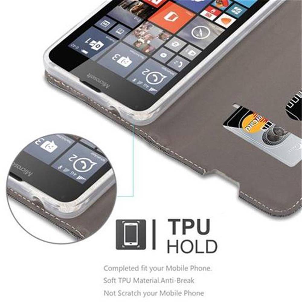 Cadorabo Hülle für Nokia Lumia 640 Schutzhülle in Grau Handy Hülle Etui Book Case Cover
