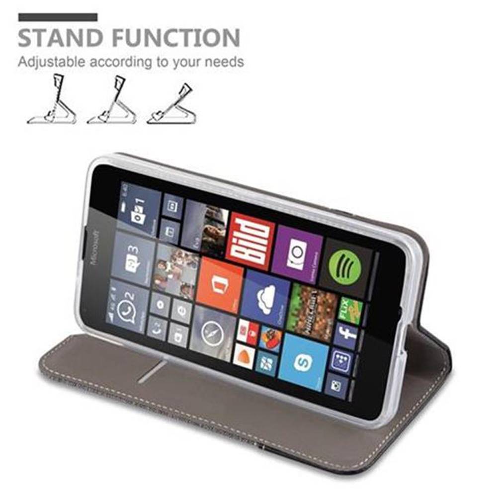 Cadorabo Hülle für Nokia Lumia 640 Schutzhülle in Grau Handy Hülle Etui Book Case Cover