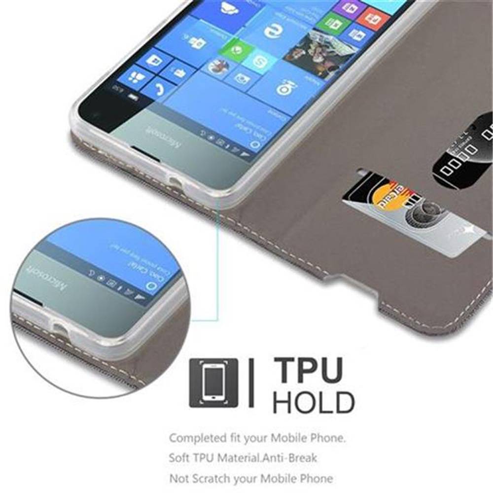 Cadorabo Hülle für Nokia Lumia 650 Schutzhülle in Grau Handy Hülle Etui Book Case Cover