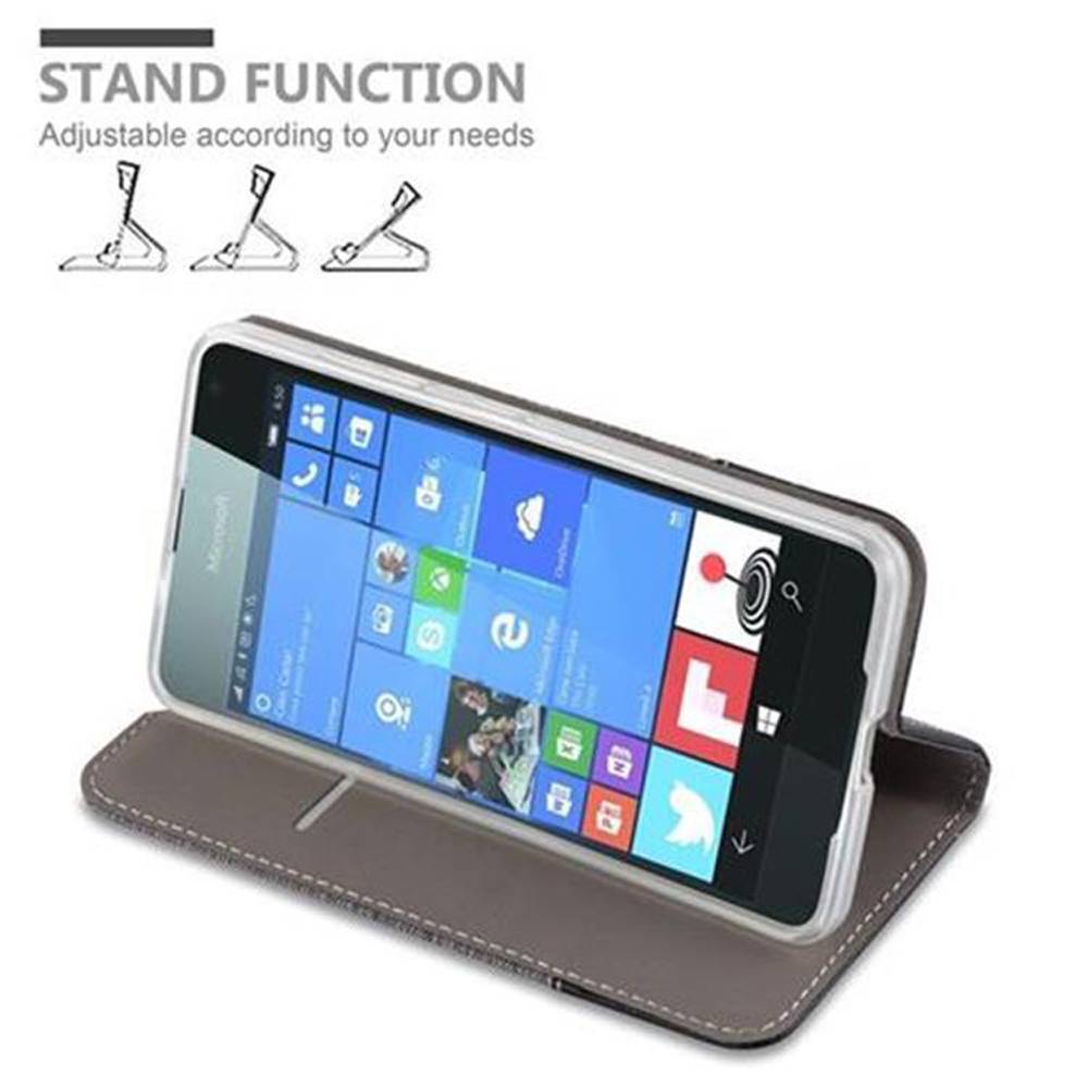 Cadorabo Hülle für Nokia Lumia 650 Schutzhülle in Grau Handy Hülle Etui Book Case Cover