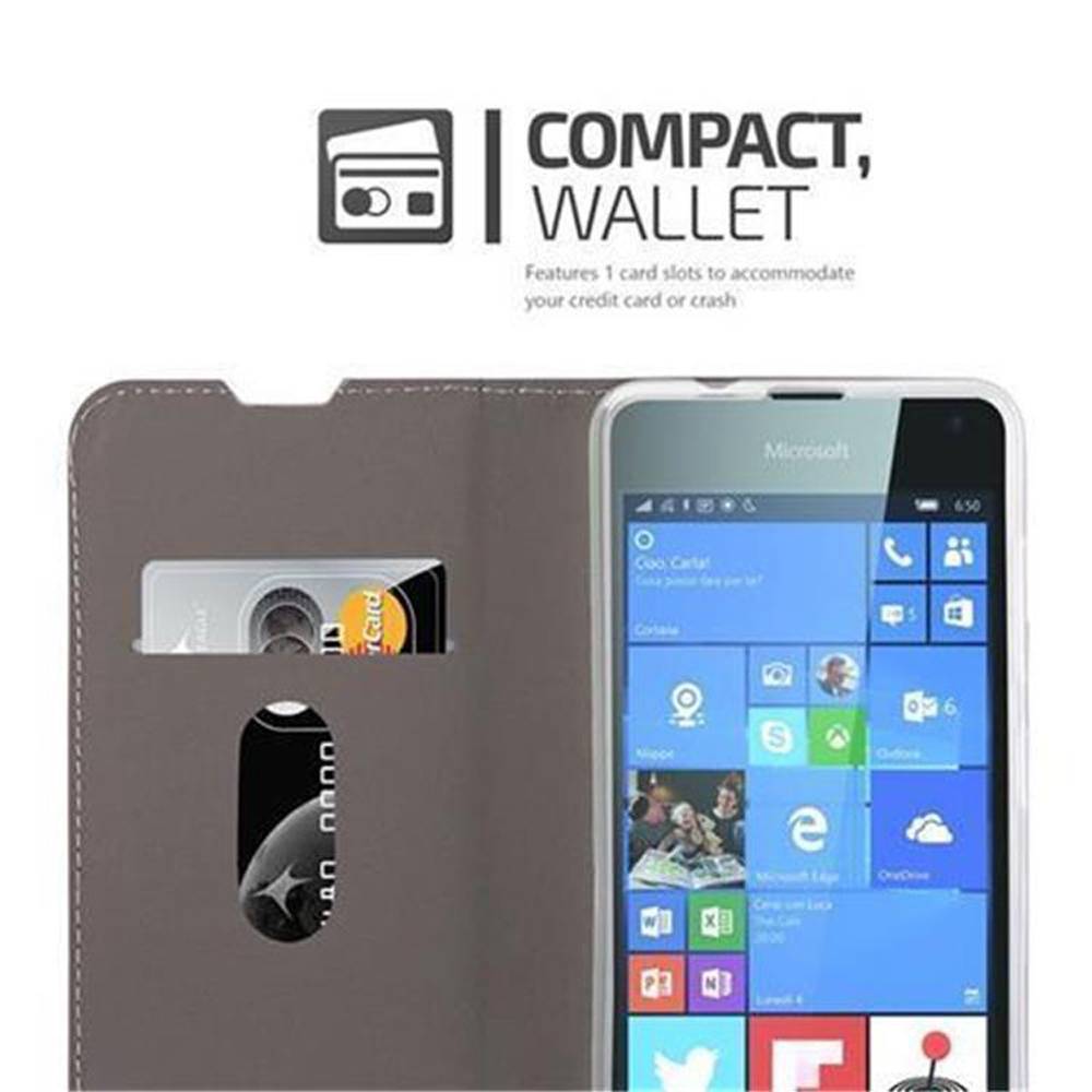 Cadorabo Hülle für Nokia Lumia 650 Schutzhülle in Grau Handy Hülle Etui Book Case Cover