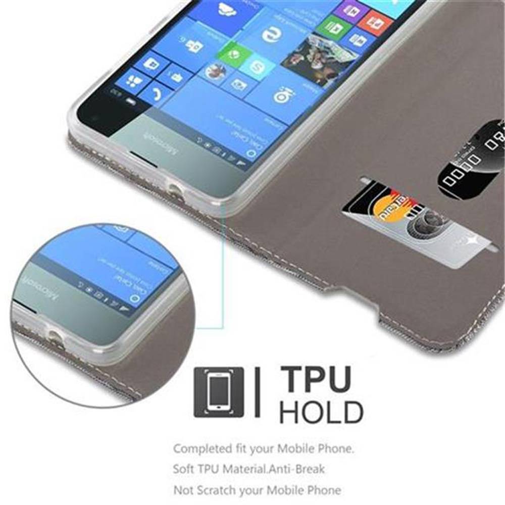 Cadorabo Hülle für Nokia Lumia 650 Schutzhülle in Grau Handy Hülle Etui Book Case Cover