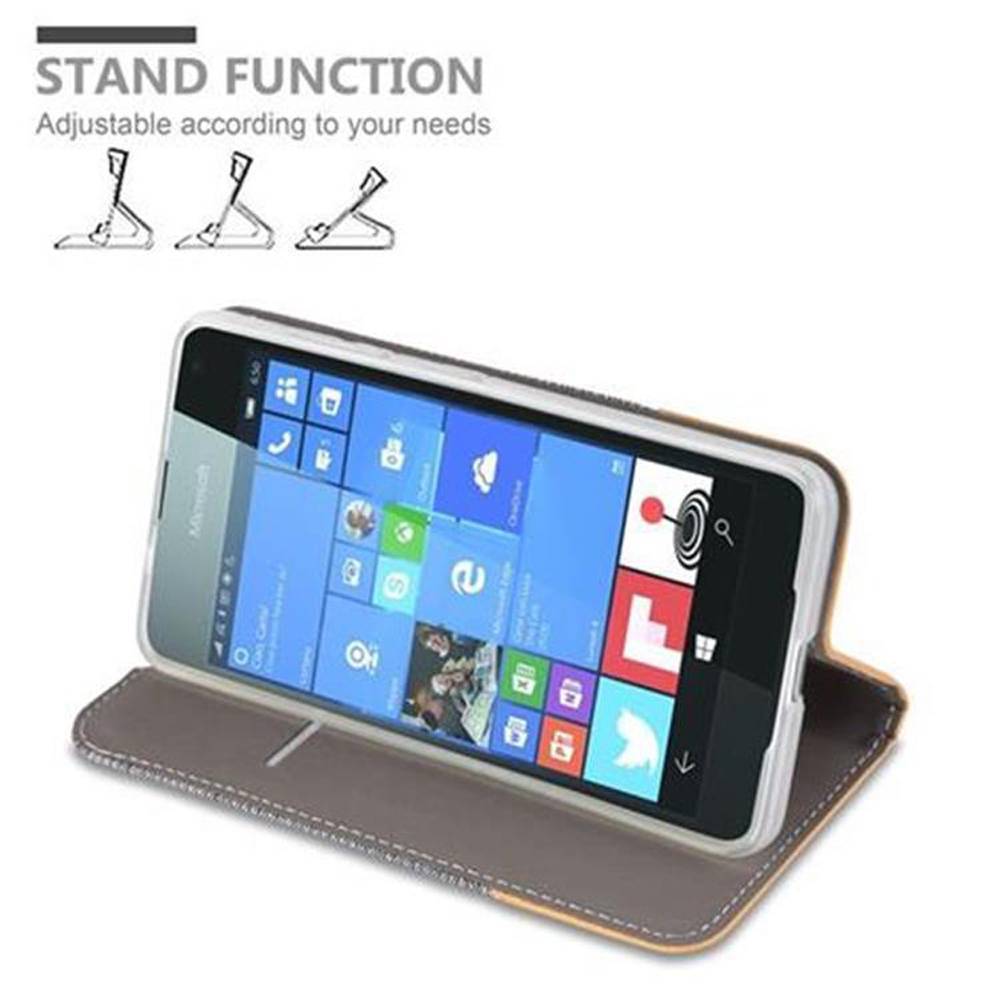 Cadorabo Hülle für Nokia Lumia 650 Schutzhülle in Grau Handy Hülle Etui Book Case Cover