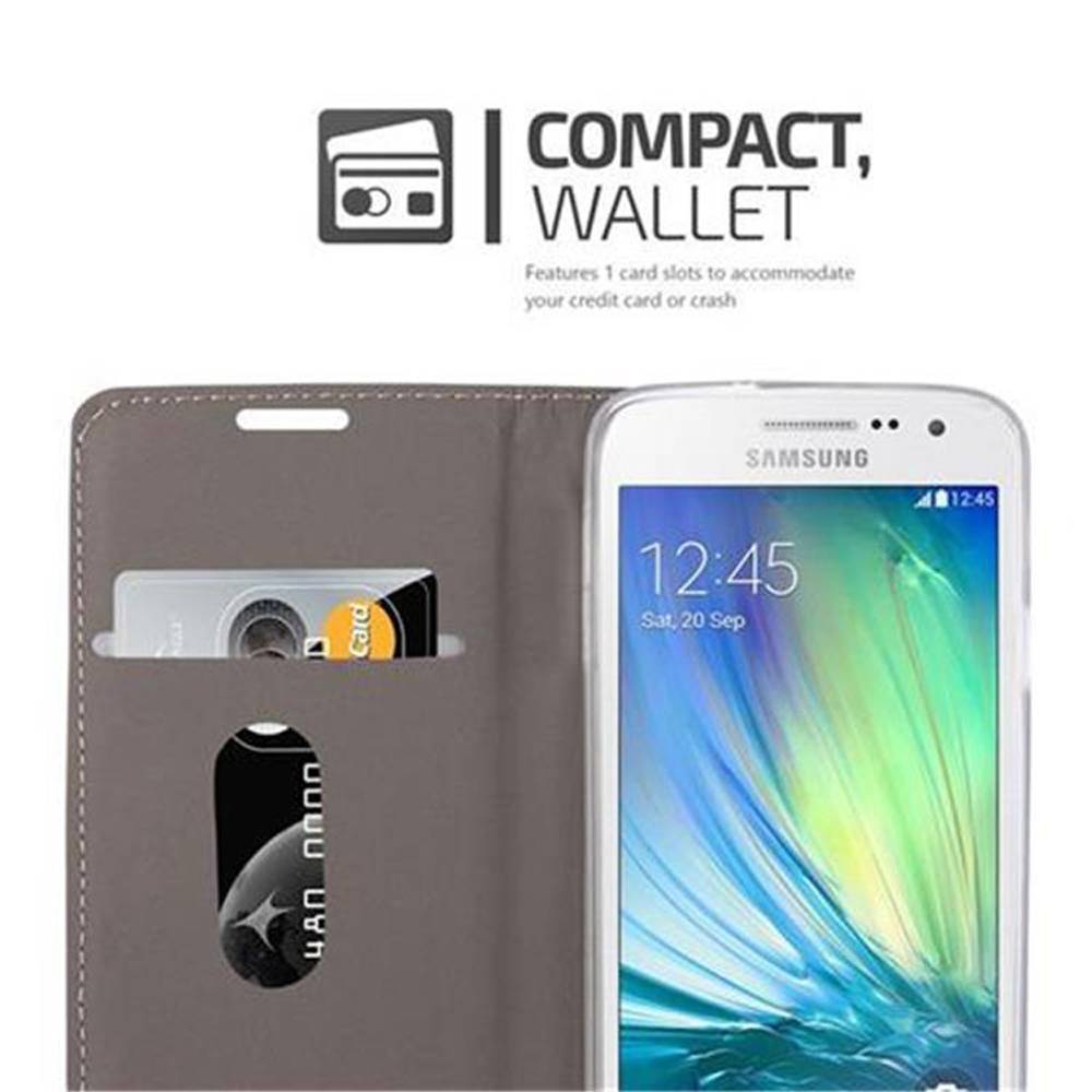 Cadorabo Hülle für Samsung Galaxy A3 2015 Schutzhülle in Grau Handy Hülle Etui Book Case Cover