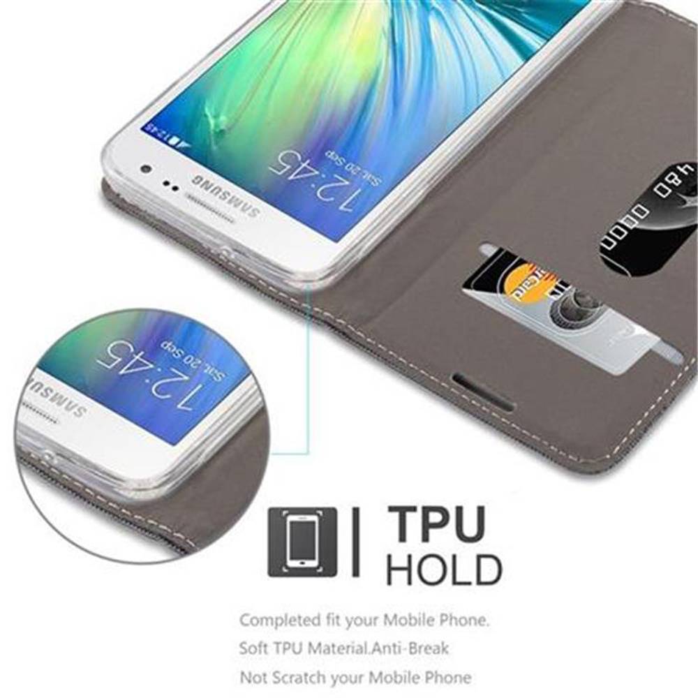 Cadorabo Hülle für Samsung Galaxy A3 2015 Schutzhülle in Grau Handy Hülle Etui Book Case Cover
