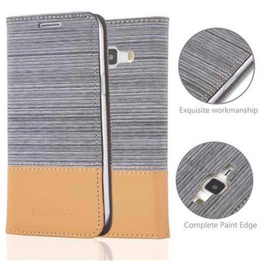 Cadorabo Hülle für Samsung Galaxy J1 2015 Schutzhülle in Grau Handy Hülle Etui Book Case Cover