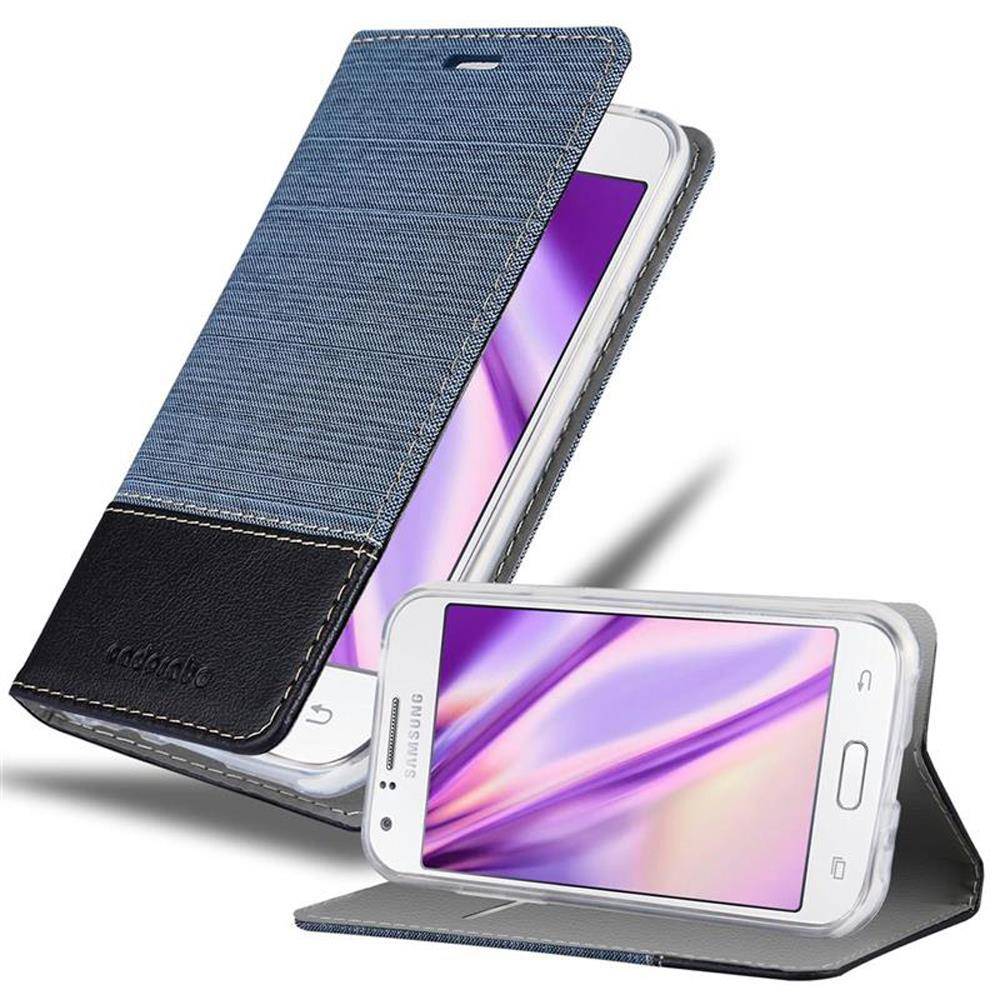 Cadorabo Hülle für Samsung Galaxy J1 2015 Schutzhülle in Blau Handy Hülle Etui Book Case Cover