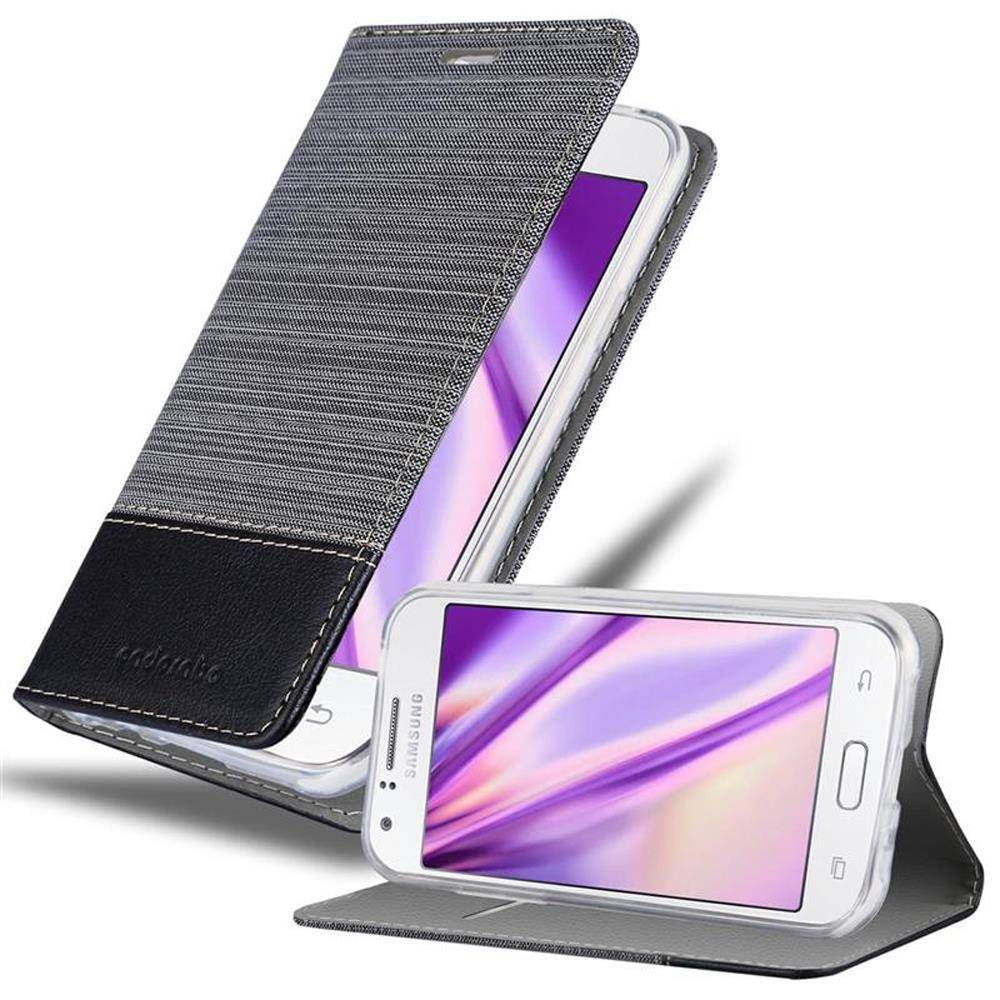 Cadorabo Hülle für Samsung Galaxy J1 2015 Schutzhülle in Grau Handy Hülle Etui Book Case Cover
