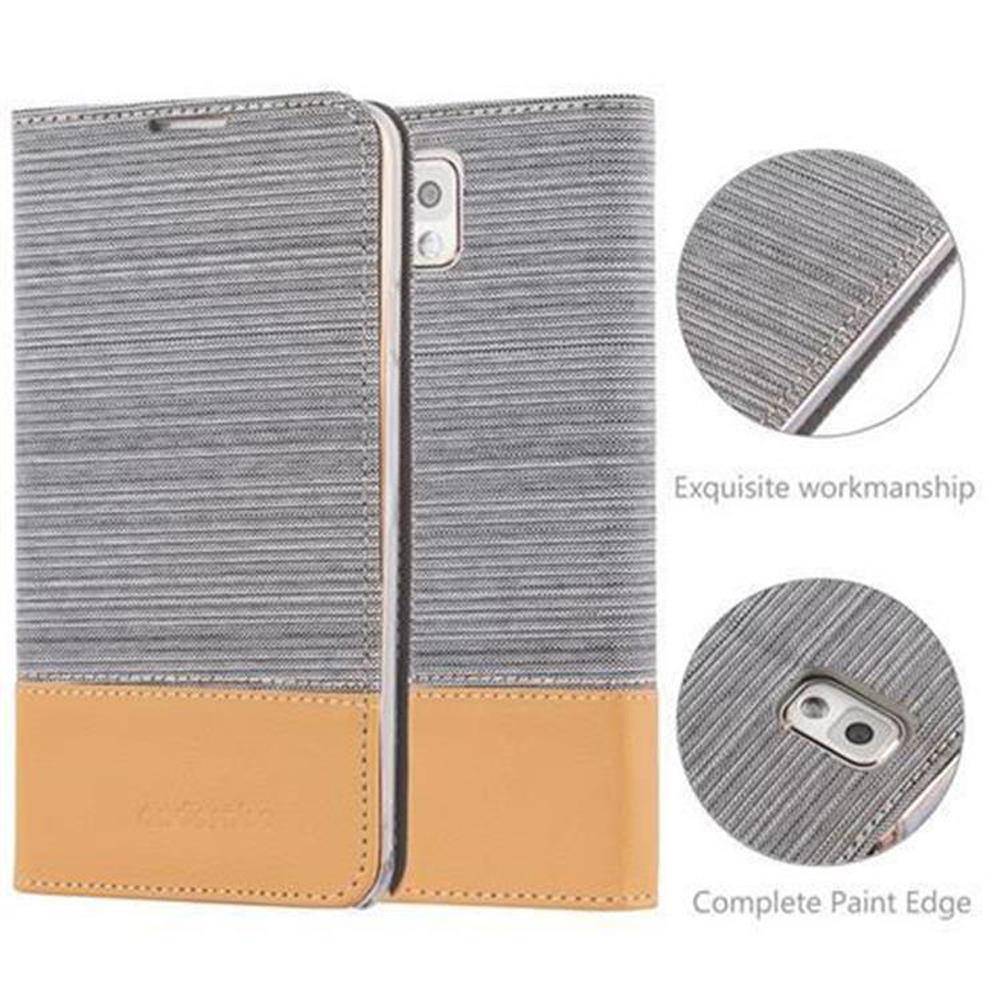 Cadorabo Hülle für Samsung Galaxy NOTE 3 Schutzhülle in Grau Handy Hülle Etui Book Case Cover