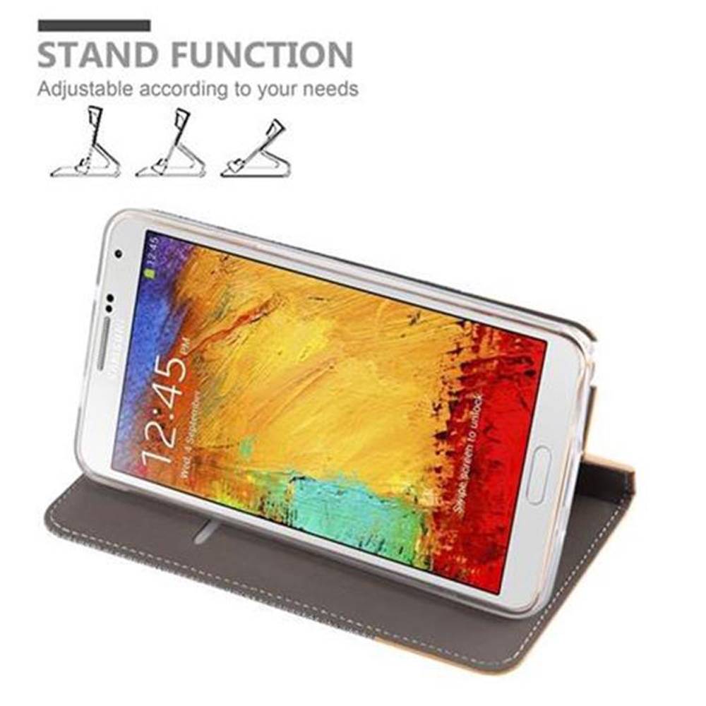 Cadorabo Hülle für Samsung Galaxy NOTE 3 Schutzhülle in Grau Handy Hülle Etui Book Case Cover