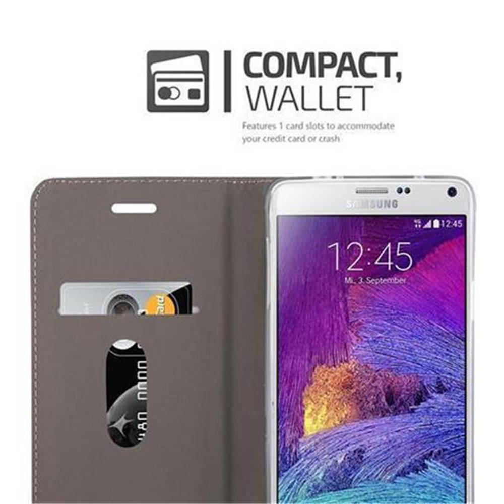 Cadorabo Hülle für Samsung Galaxy NOTE 4 Schutzhülle in Grau Handy Hülle Etui Book Case Cover