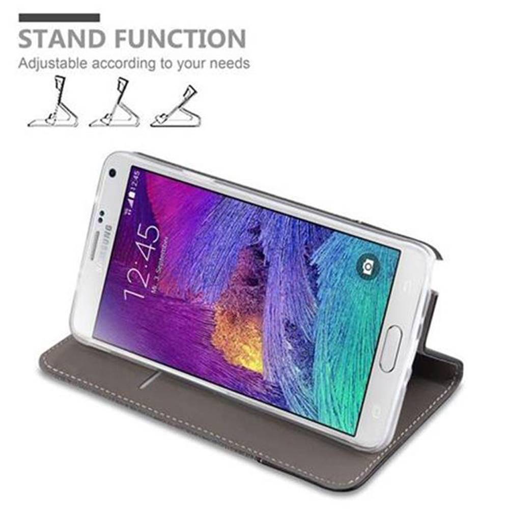 Cadorabo Hülle für Samsung Galaxy NOTE 4 Schutzhülle in Grau Handy Hülle Etui Book Case Cover
