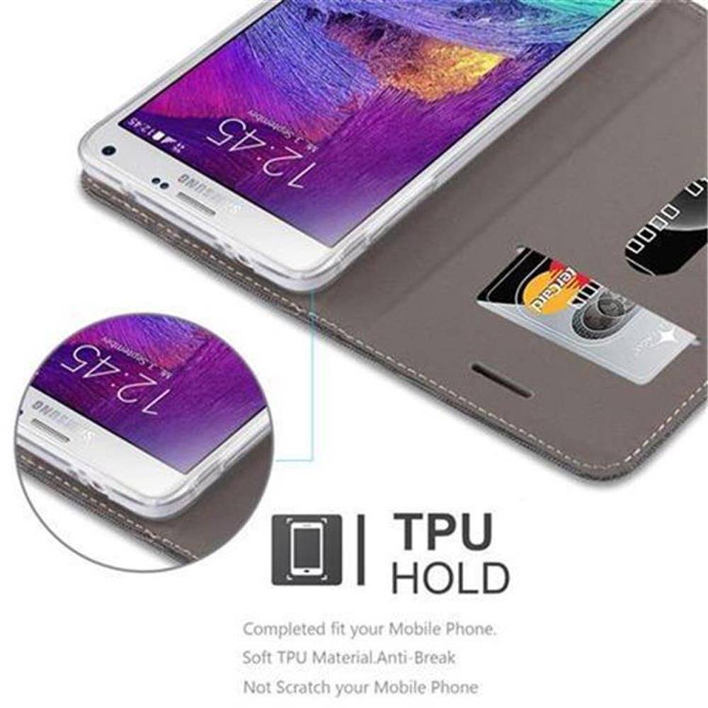 Cadorabo Hülle für Samsung Galaxy NOTE 4 Schutzhülle in Grau Handy Hülle Etui Book Case Cover
