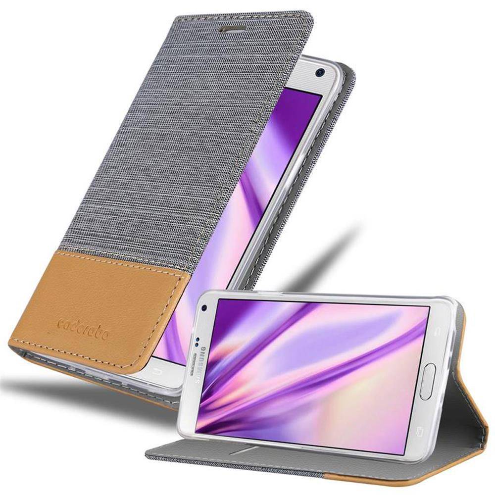 Cadorabo Hülle für Samsung Galaxy NOTE 4 Schutzhülle in Grau Handy Hülle Etui Book Case Cover