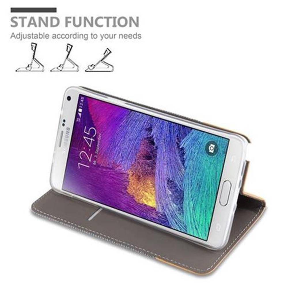 Cadorabo Hülle für Samsung Galaxy NOTE 4 Schutzhülle in Grau Handy Hülle Etui Book Case Cover
