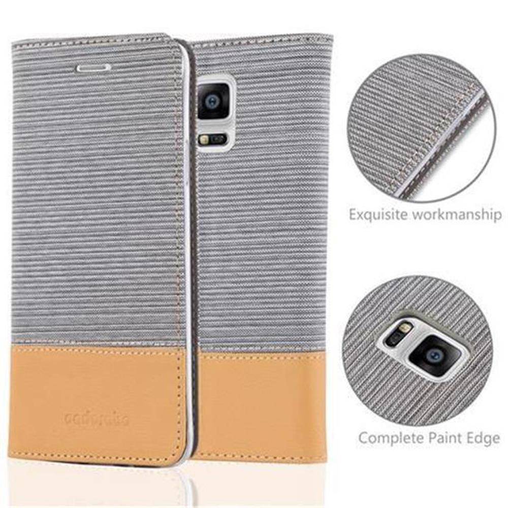 Cadorabo Hülle für Samsung Galaxy NOTE 4 Schutzhülle in Grau Handy Hülle Etui Book Case Cover
