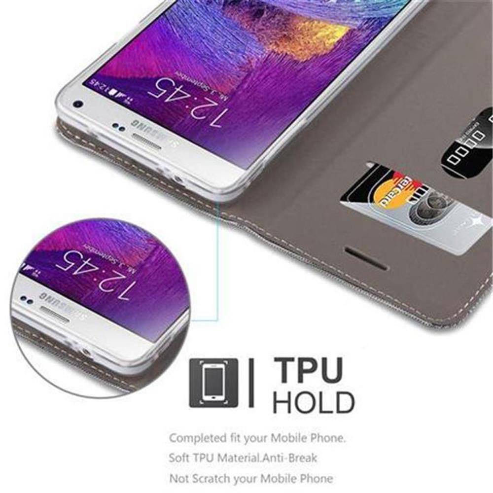 Cadorabo Hülle für Samsung Galaxy NOTE 4 Schutzhülle in Grau Handy Hülle Etui Book Case Cover