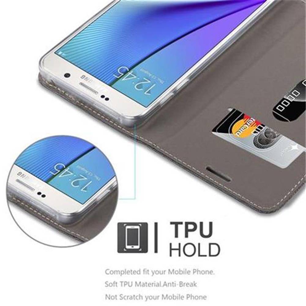 Cadorabo Hülle für Samsung Galaxy NOTE 5 Schutzhülle in Grau Handy Hülle Etui Book Case Cover